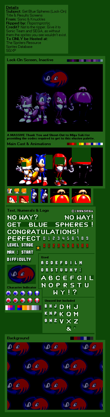 Genesis / 32X / SCD - Sonic & Knuckles - Sonic the Hedgehog - The Spriters  Resource