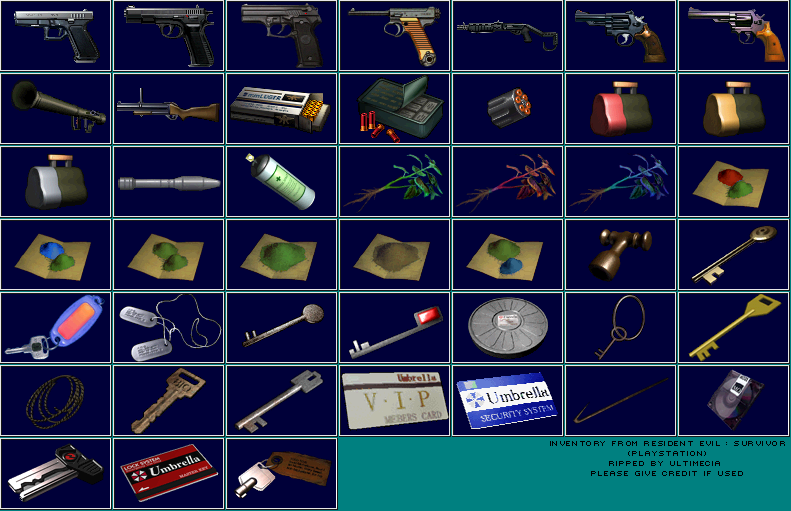 Resident Evil: Survivor - Inventory