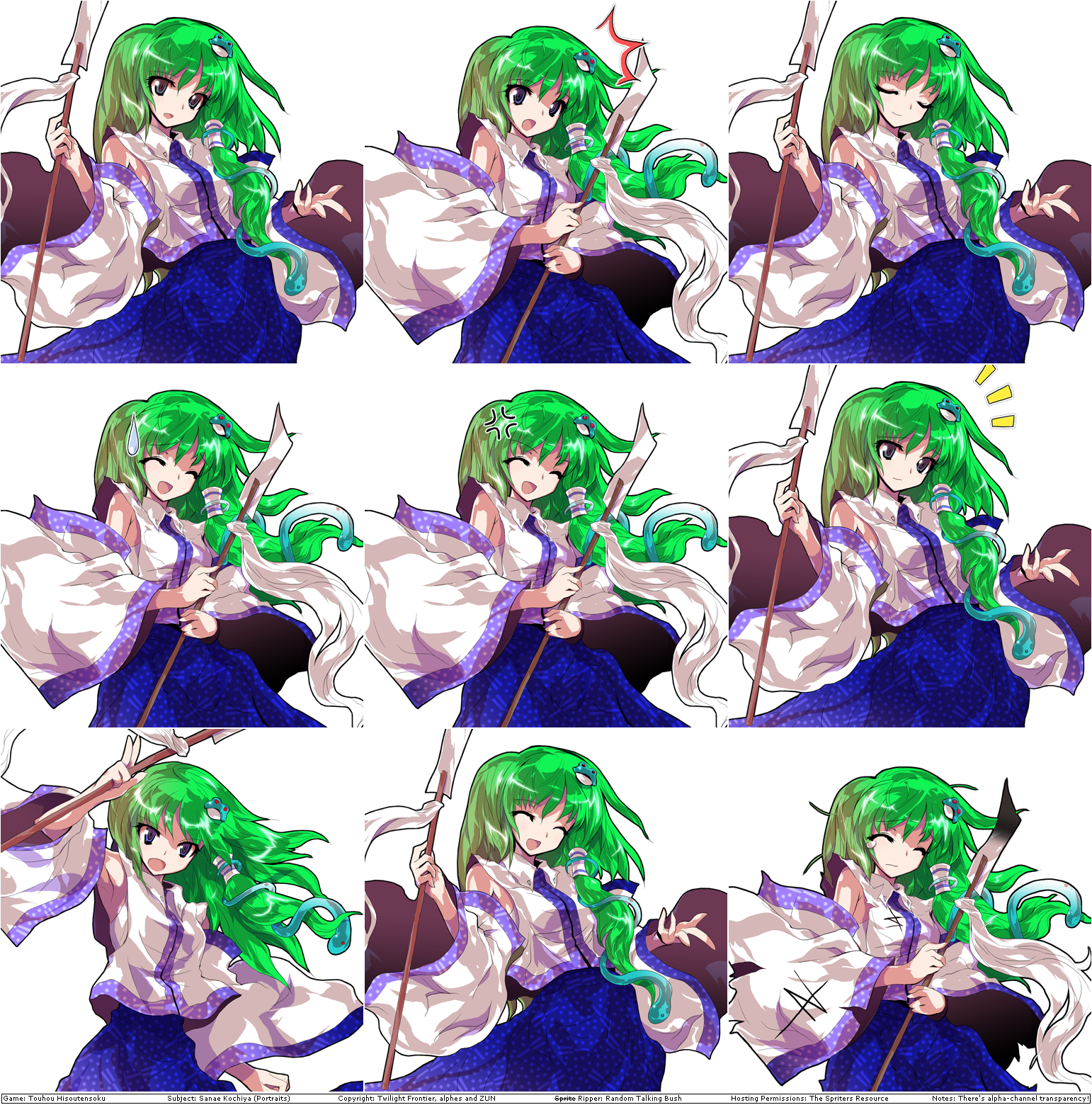 Touhou Hisoutensoku - Sanae Kochiya's Portraits