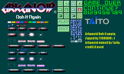 Arkanoid: Doh It Again - General Sprites