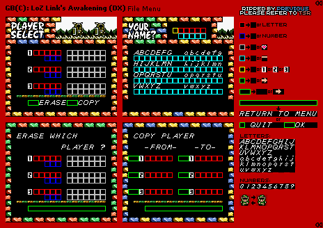 The Legend of Zelda: Link's Awakening / DX - File Menu