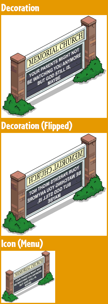 The Simpsons: Tapped Out - Memorial Church Sign
