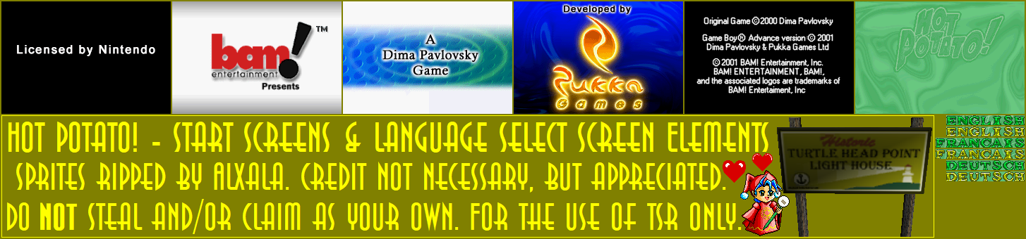 Start Screens & Language Select Screen Elements