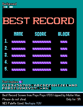 Puyo Puyo (JPN) - Best Record Screen