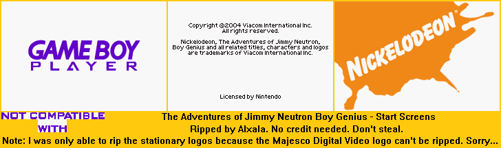 The Adventures of Jimmy Neutron Boy Genius - Start Screens