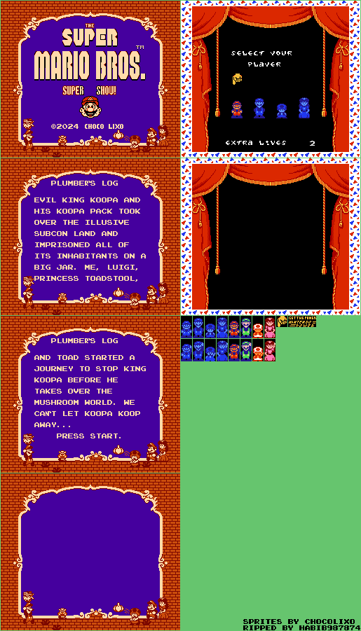 The Super Mario Bros. Super Show! (Hack) - Title Screen & Character Selection