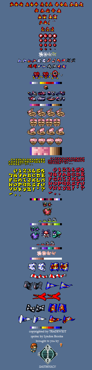 Plok! - Overworld, Font, & Flag Sprites