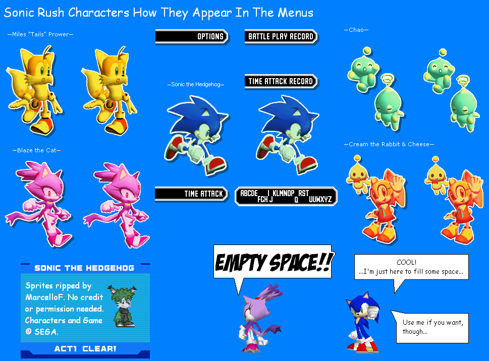 Sonic Rush - Menu Characters