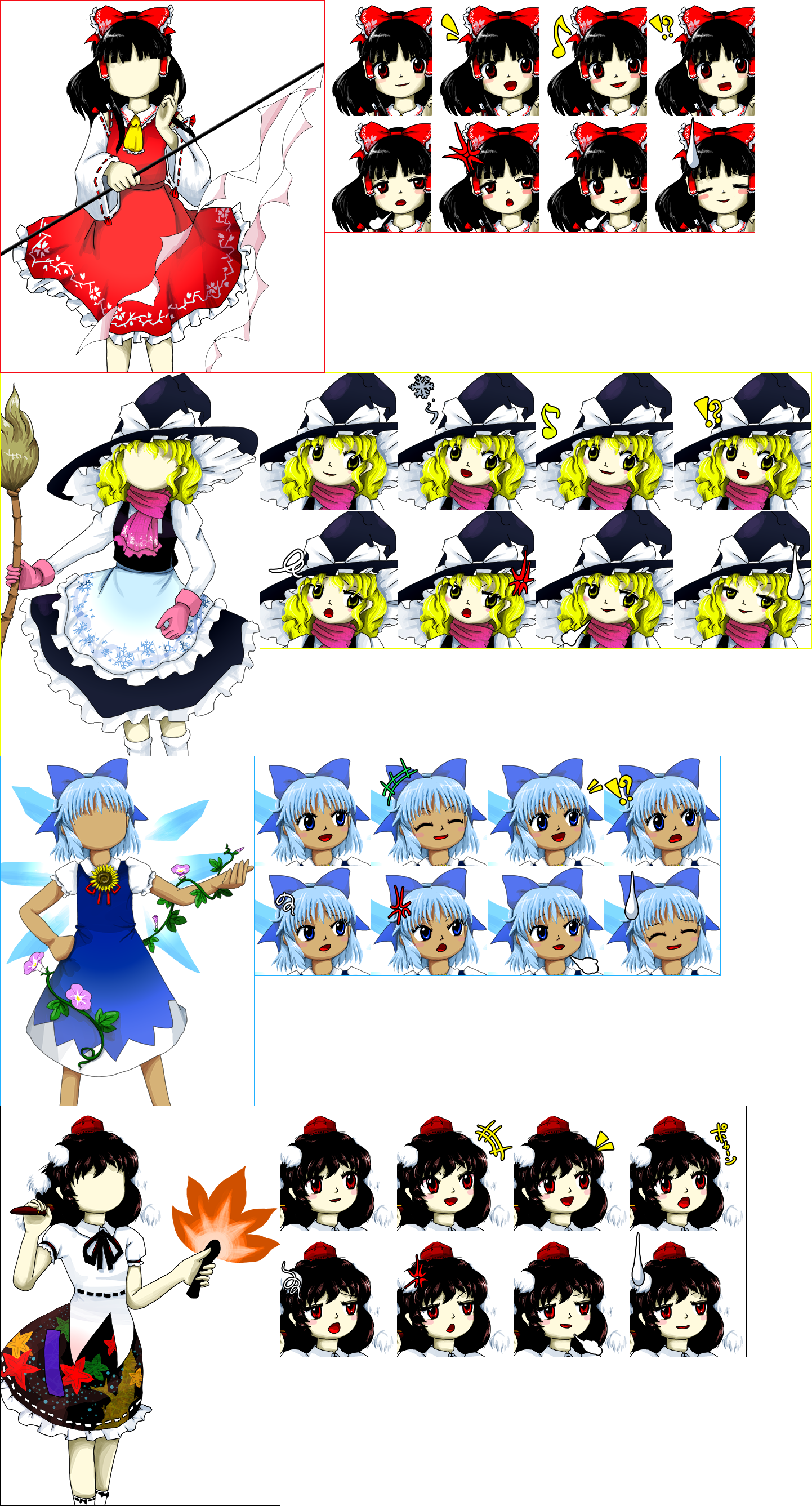Touhou Tenkuushou (Hidden Star in Four Seasons) - Player Portraits