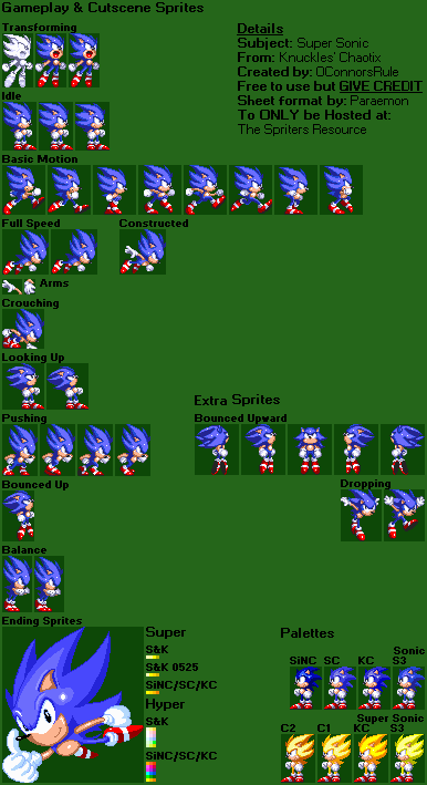 Sonic the Hedgehog Customs - Super Sonic (Knuckles' Chaotix, Sonic 3-Style)