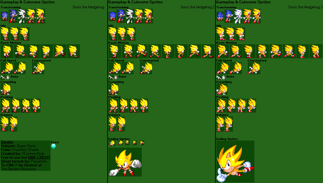 Super Sonic (Knuckles' Chaotix, Sonic 1, 2 & 3-Style)