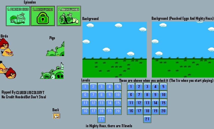 Level Selection Buttons