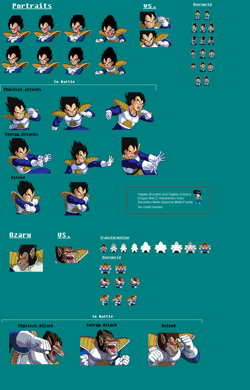 Dragon Ball Z: Harukanaru Goku Densetsu - Vegeta (Scouter) and Oozaru