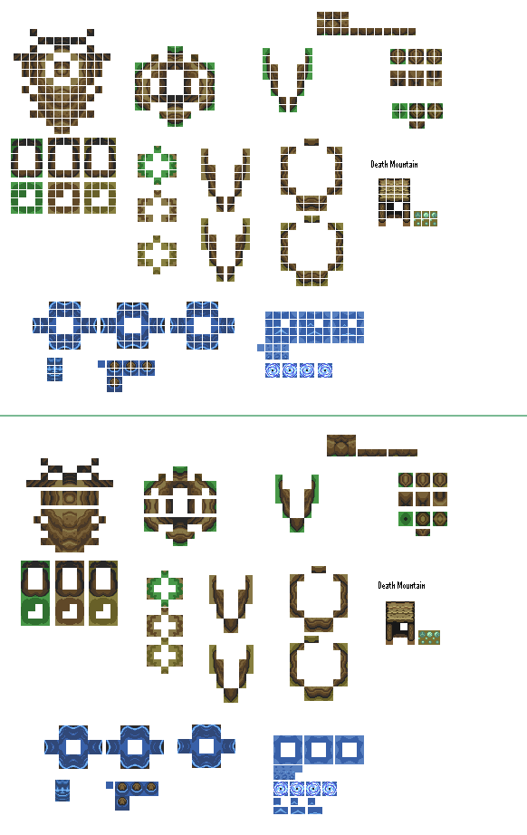 The Legend of Zelda: A Link to the Past - Cliff & Water Tiles
