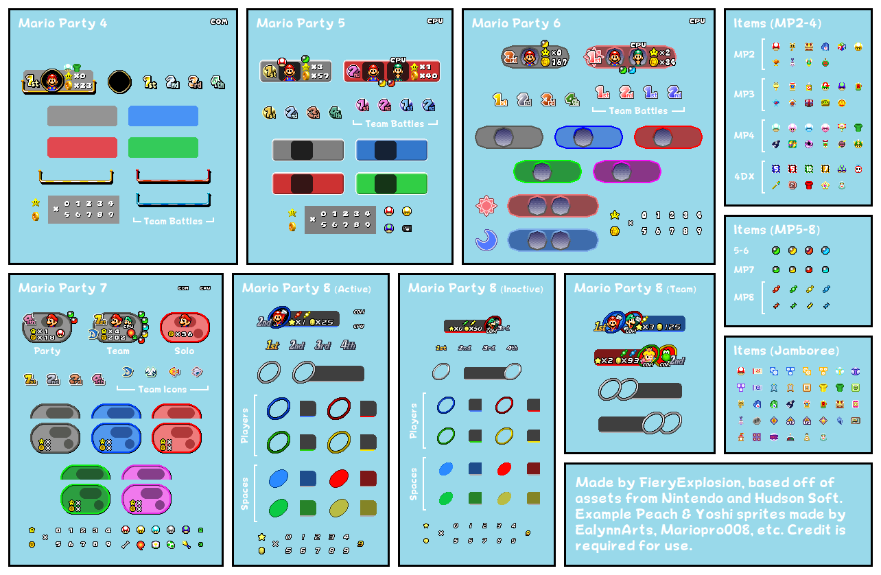 Mario Party 4-8 Board HUD + Jamboree Item Icons