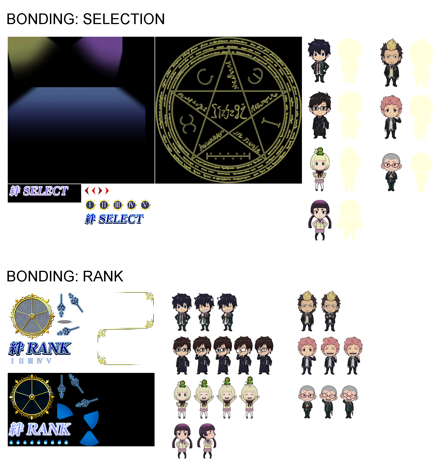Character Bonding Selection/Rank