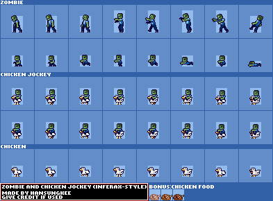 Zombie & Chicken Jockey (Infernax-Style)