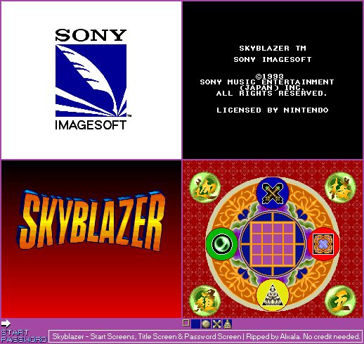 Start Screens, Title Screen & Password Screen