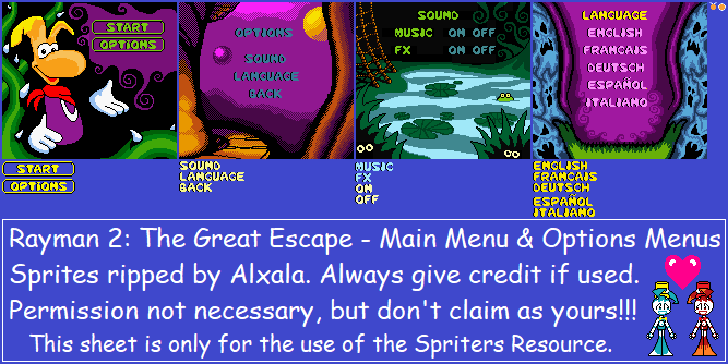 Main Menu & Options Menus