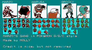 Marjo, Warusa, & Grocky (Pokémon G/S/C-Style)