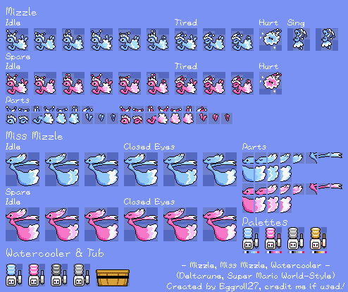 Mizzle, Miss Mizzle, & Watercooler (Super Mario World-Style)