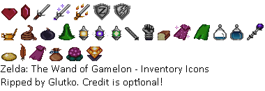 Zelda: The Wand of Gamelon - Inventory Icons