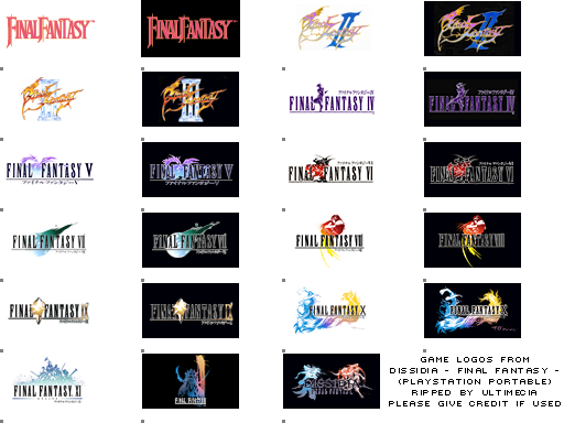 Dissidia: Final Fantasy - Game Logos