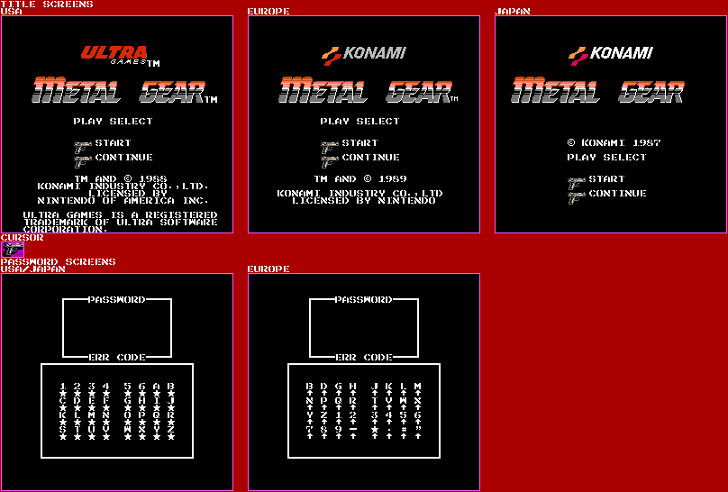 Title & Password Screens