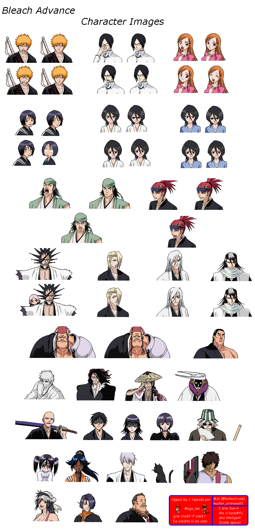 Bleach Advance: Kurenai ni Somaru Soul Society - Character Images