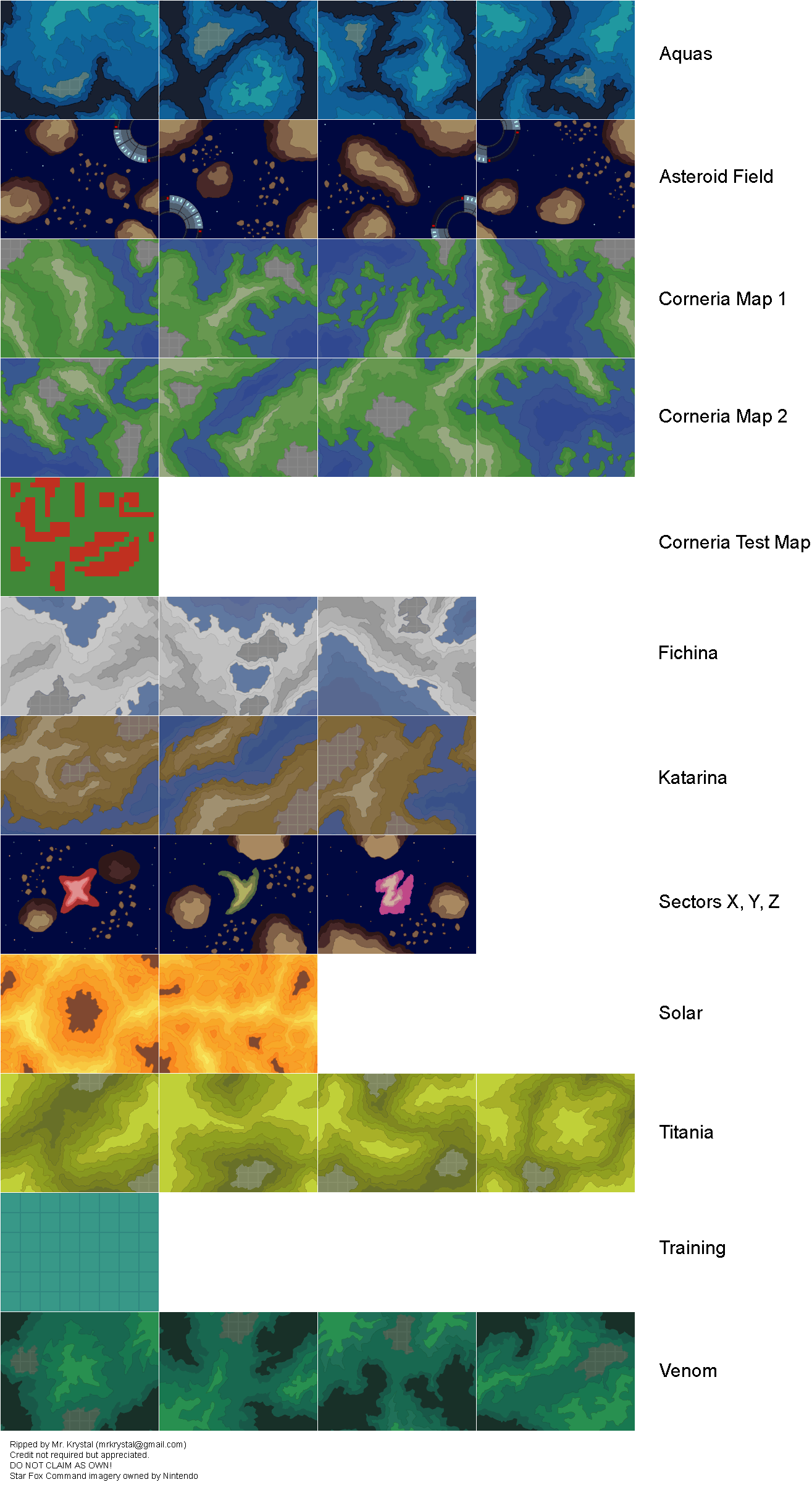 Star Fox Command - Stage Maps