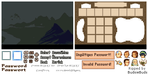 Avatar: The Burning Earth - Password Screen