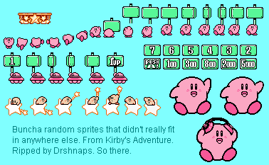 Kirby's Adventure - Stage Clear & Intro Sprites
