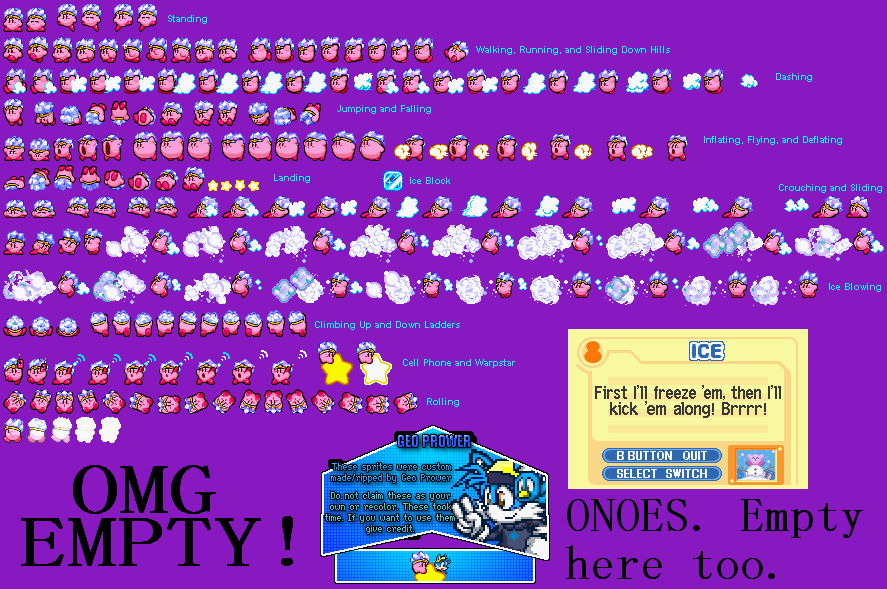 kirby super star ultra sprites ice