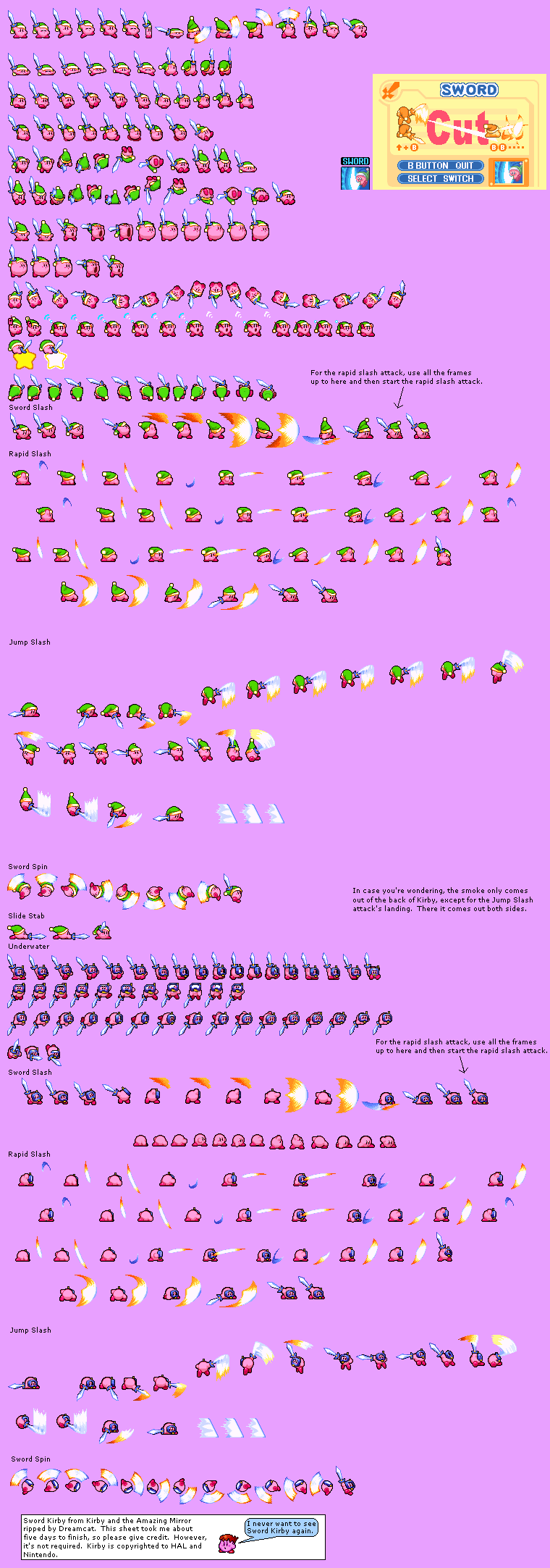 Sword Kirby Sprite Sheet