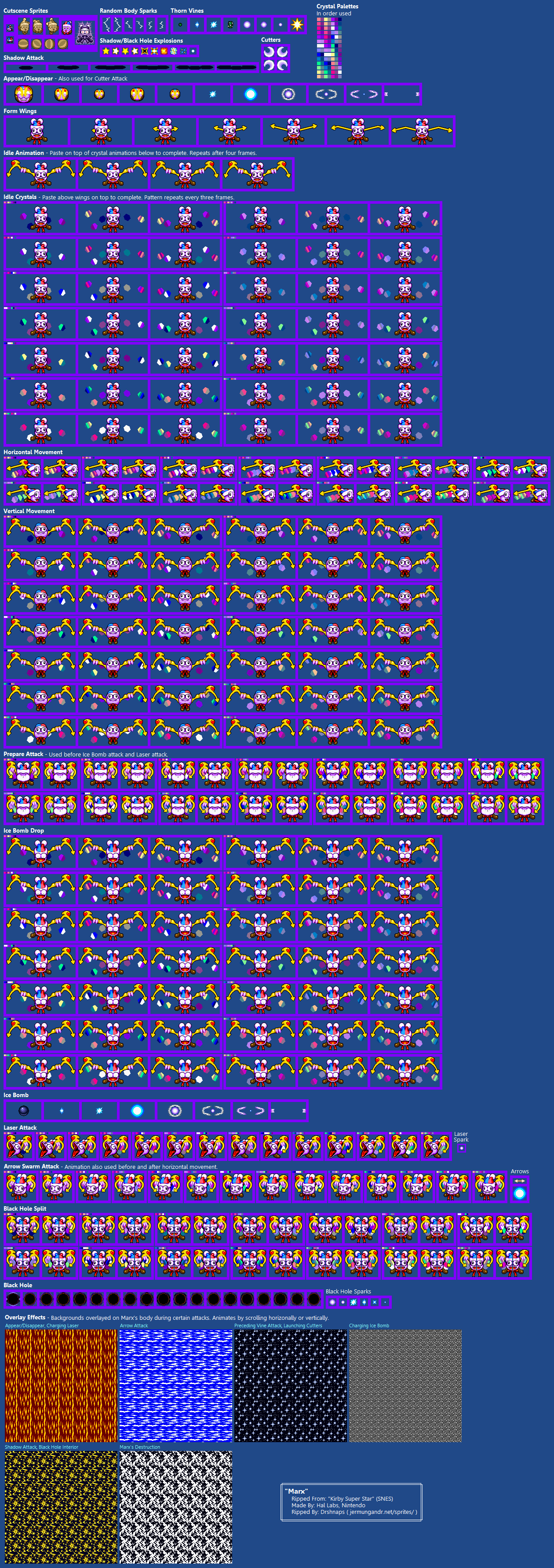 The Spriters Resource - Full Sheet View - Kirby Super Star / Kirby's Fun Pak - Marx1260 x 3563