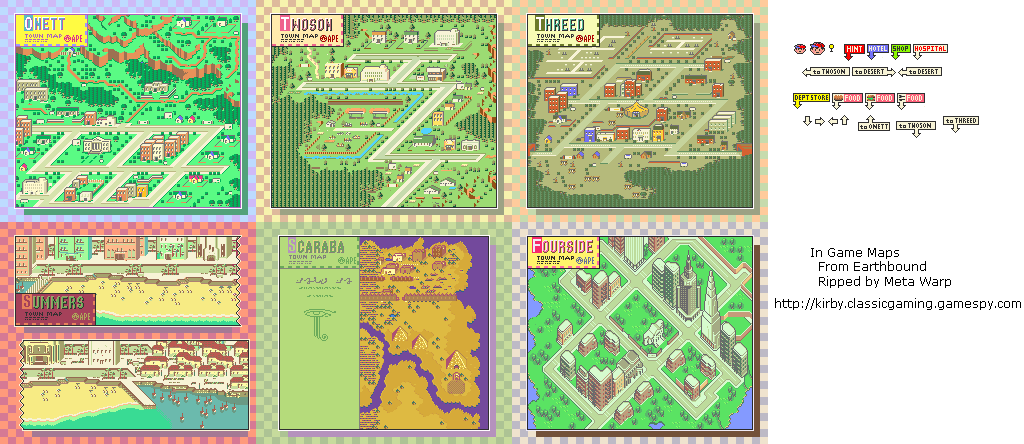 EarthBound / Mother 2 - Town Maps