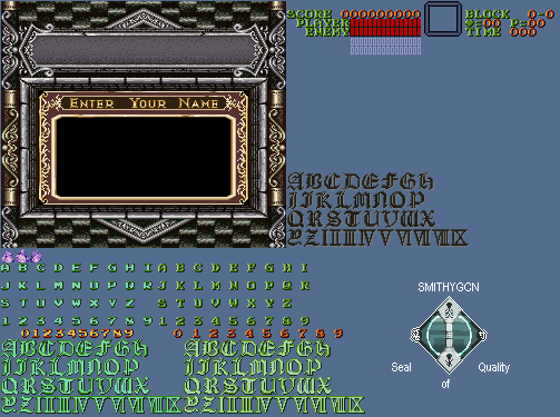 Super Castlevania IV - Name Entry, Life Meter, & Font