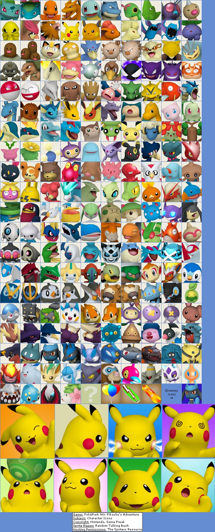 PokéPark Wii: Pikachu's Adventure - Character Icons