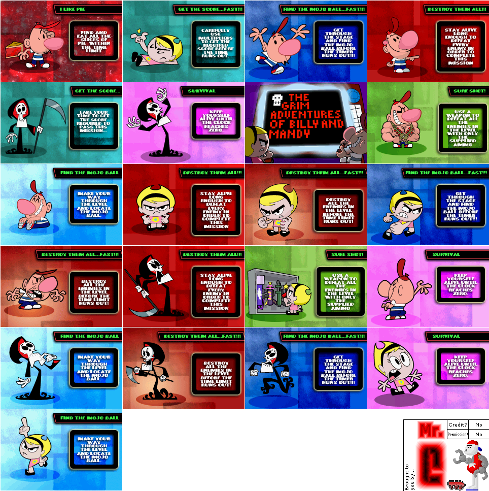 Grim Adventures of Billy & Mandy - Mission Screens
