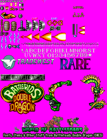 Battletoads & Double Dragon: The Ultimate Team - Fonts, Items, & Miscellaneous