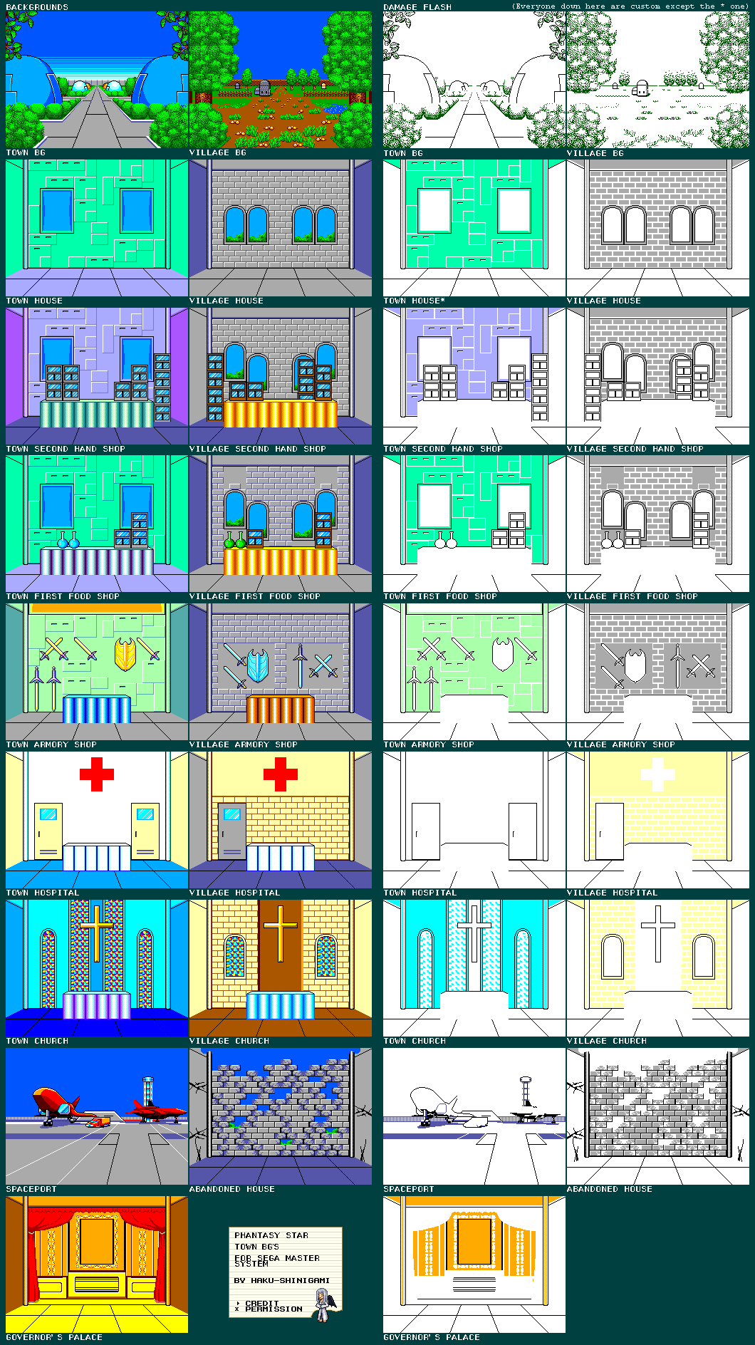 Phantasy Star - Town Backgrounds