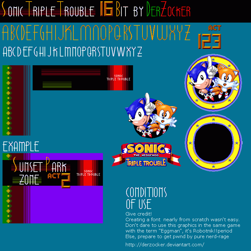 Title & Font (Sonic Triple Trouble, Sonic Genesis-Style)