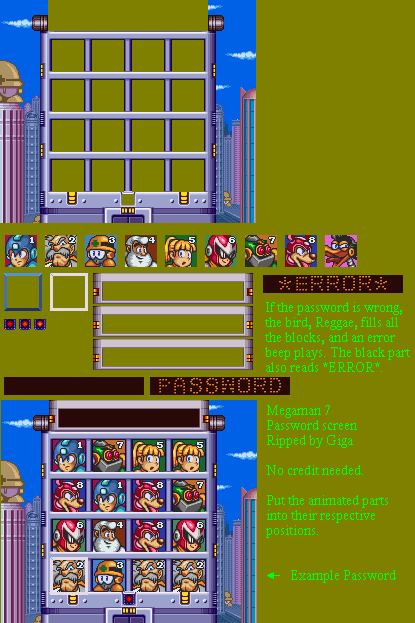 Mega Man 7 - Password Screen