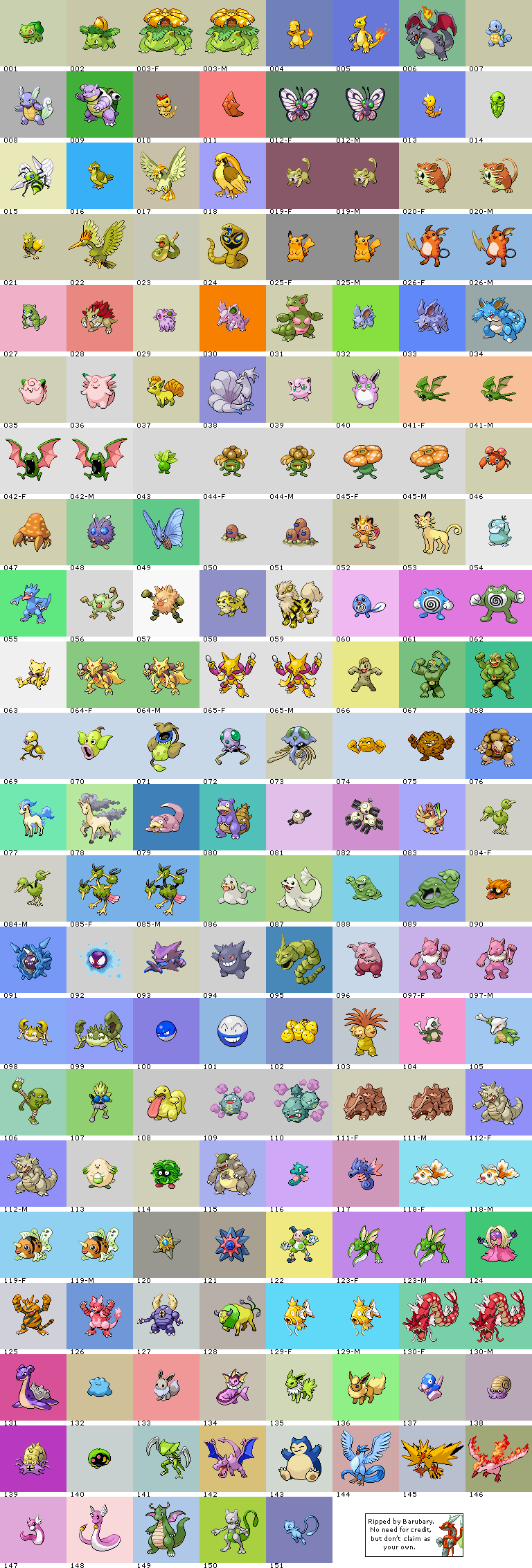 Pokémon (1st Generation, Shiny, Front)