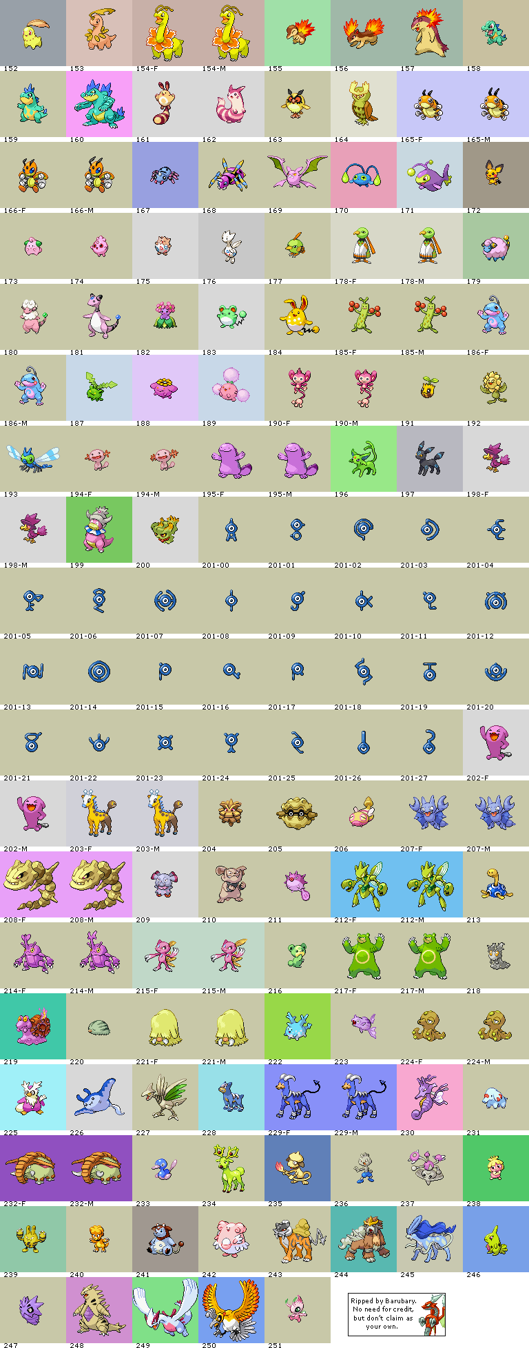 Pokémon (2nd Generation, Shiny, Front)