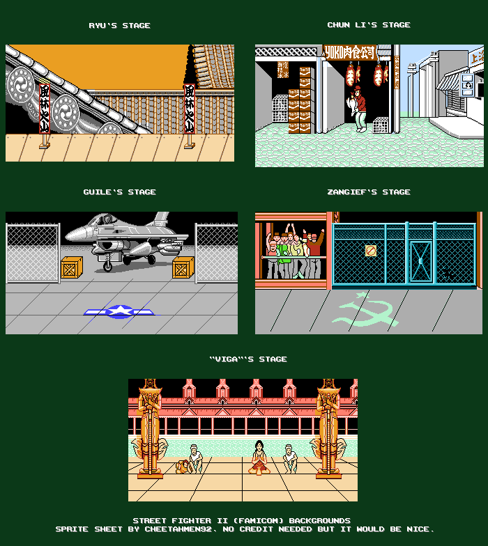 Street Fighter 2 / Master Fighter 2 (Bootleg) - Backgrounds