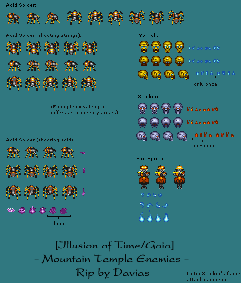Illusion of Gaia / Illusion of Time - Mountain Temple Enemies