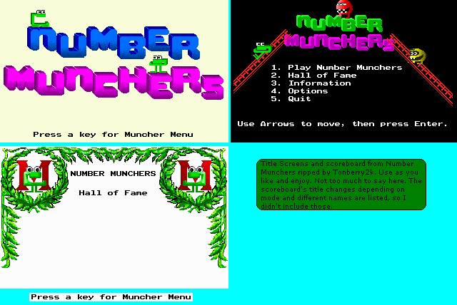 Number Munchers - Title Screens & Hall of Fame