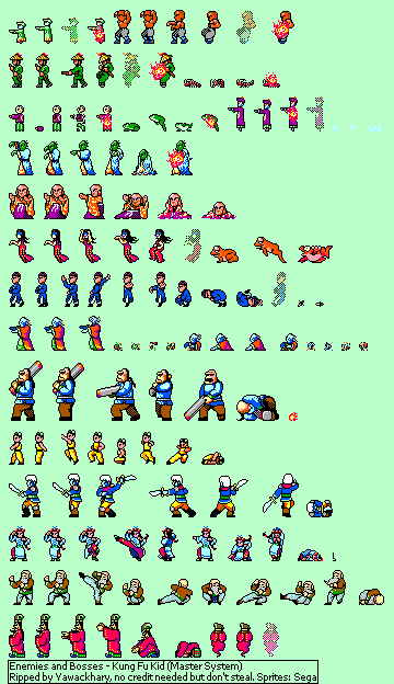 Kung Fu Kid - Enemies and Bosses