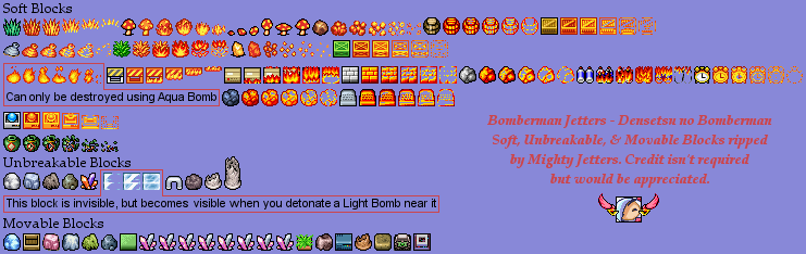 Bomberman Jetters: Densetsu no Bomberman (JPN) - Soft, Unbreakable & Movable Blocks